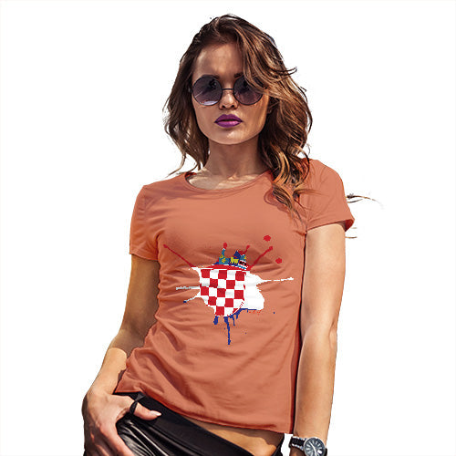 Womens Funny Tshirts Croatia Splat Women's T-Shirt Large Orange