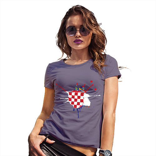 Novelty Gifts For Women Croatia Splat Women's T-Shirt Small Plum