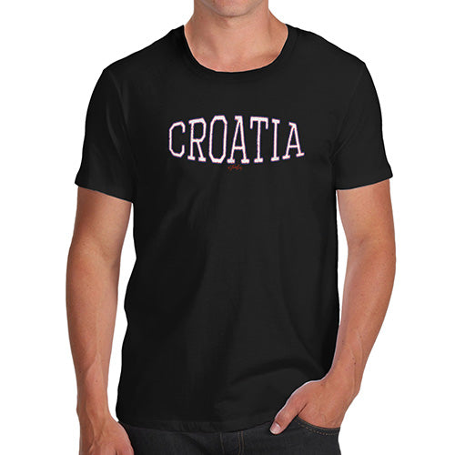 Mens Novelty T Shirt Christmas Croatia College Grunge Men's T-Shirt X-Large Black