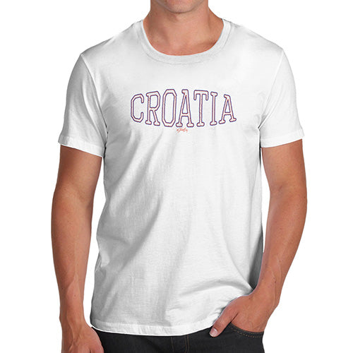 Mens T-Shirt Funny Geek Nerd Hilarious Joke Croatia College Grunge Men's T-Shirt Large White