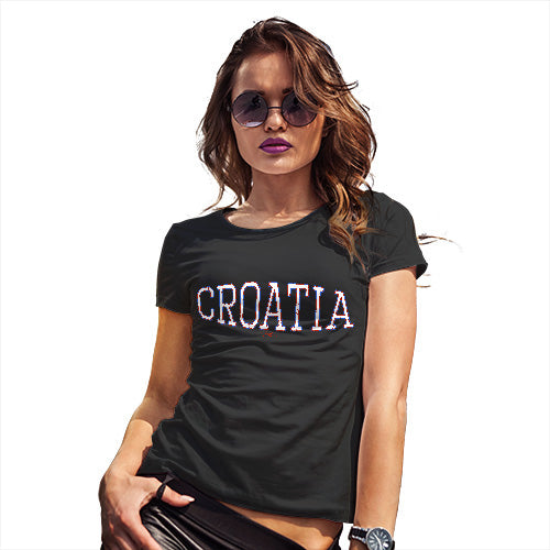 Funny T-Shirts For Women Sarcasm Croatia College Grunge Women's T-Shirt X-Large Black