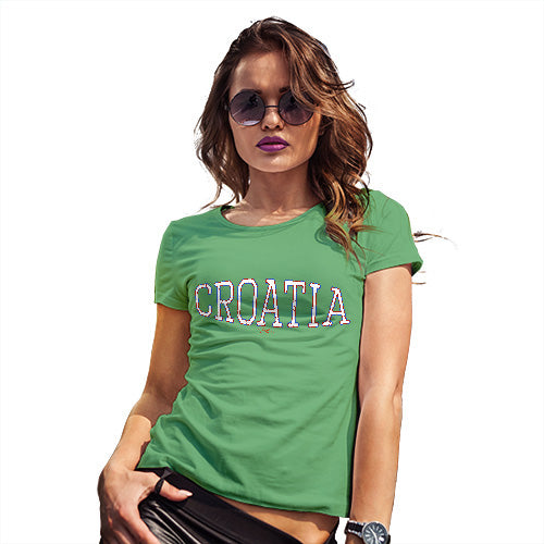 Novelty Gifts For Women Croatia College Grunge Women's T-Shirt Small Green