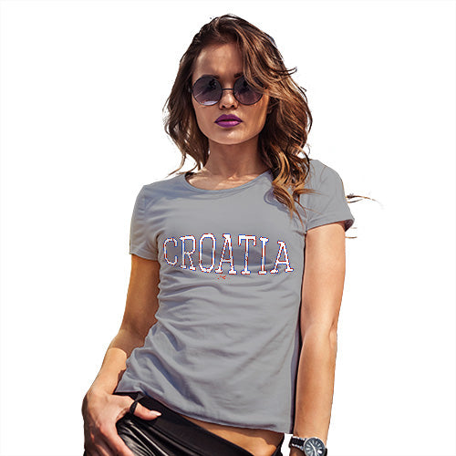 Funny T-Shirts For Women Croatia College Grunge Women's T-Shirt Small Light Grey