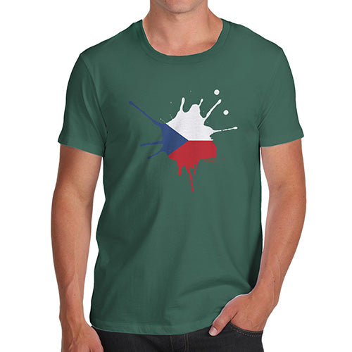 Funny Tee For Men Czech Republic Splat Men's T-Shirt Small Bottle Green