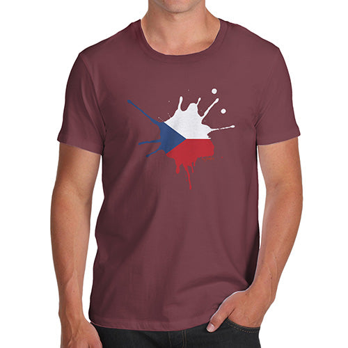 Funny T-Shirts For Guys Czech Republic Splat Men's T-Shirt Medium Burgundy