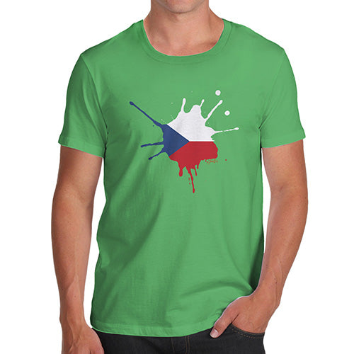 Funny Mens Tshirts Czech Republic Splat Men's T-Shirt Medium Green