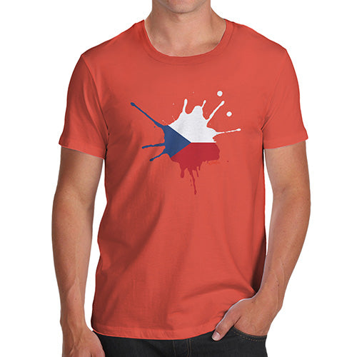 Funny Mens Tshirts Czech Republic Splat Men's T-Shirt Large Orange