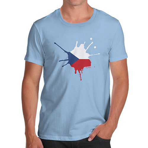 Funny Tee For Men Czech Republic Splat Men's T-Shirt Medium Sky Blue
