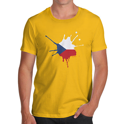 Mens Humor Novelty Graphic Sarcasm Funny T Shirt Czech Republic Splat Men's T-Shirt Small Yellow
