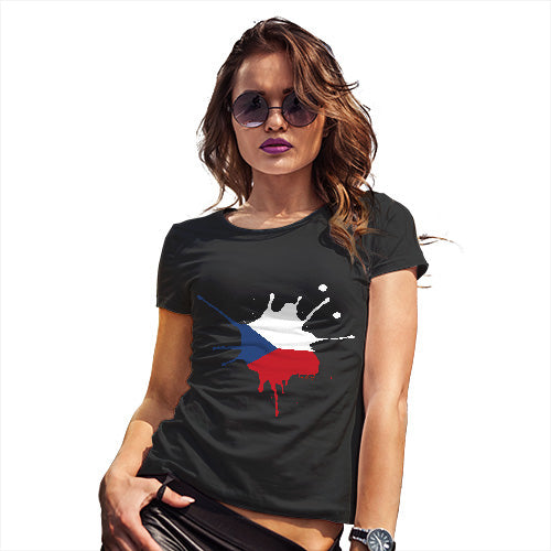 Womens Funny T Shirts Czech Republic Splat Women's T-Shirt Small Black