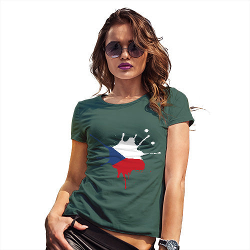 Funny Gifts For Women Czech Republic Splat Women's T-Shirt Large Bottle Green