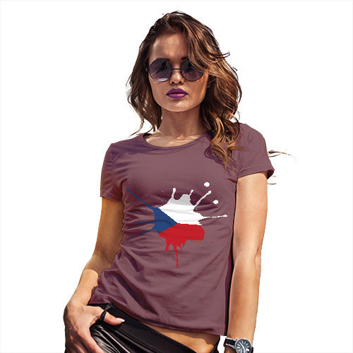 Funny Tshirts For Women Czech Republic Splat Women's T-Shirt Small Burgundy