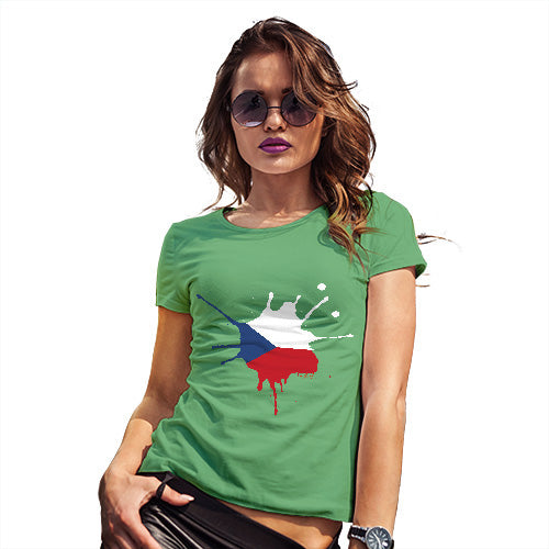 Womens Novelty T Shirt Czech Republic Splat Women's T-Shirt X-Large Green