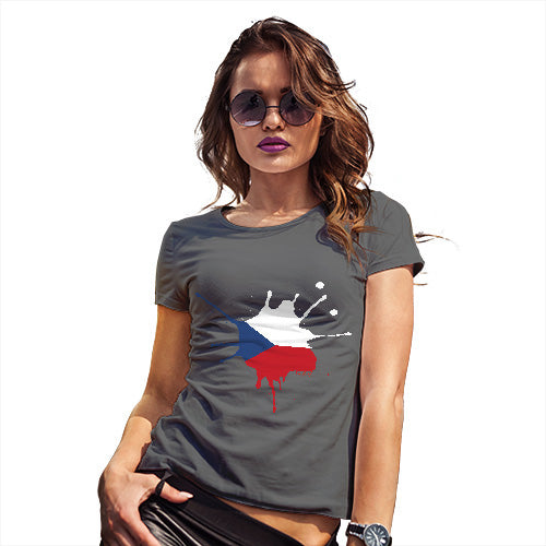 Funny Tee Shirts For Women Czech Republic Splat Women's T-Shirt X-Large Dark Grey