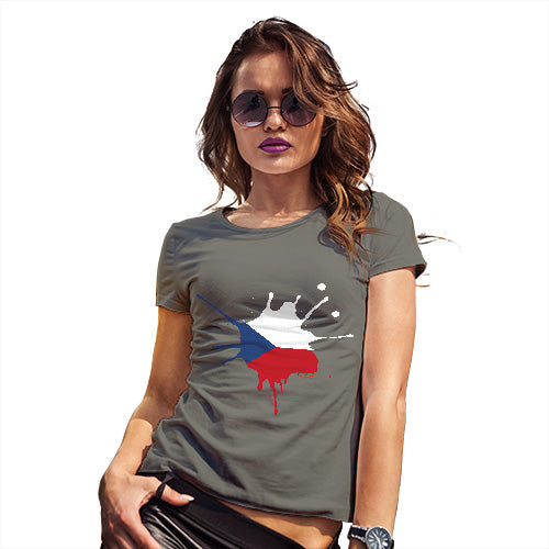 Novelty Tshirts Women Czech Republic Splat Women's T-Shirt Small Khaki