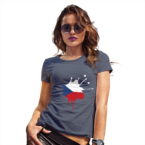 Novelty Gifts For Women Czech Republic Splat Women's T-Shirt Large Navy
