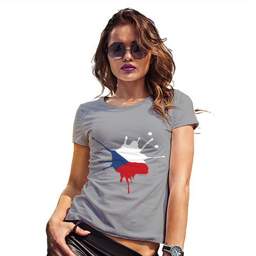 Womens Novelty T Shirt Czech Republic Splat Women's T-Shirt Large Light Grey