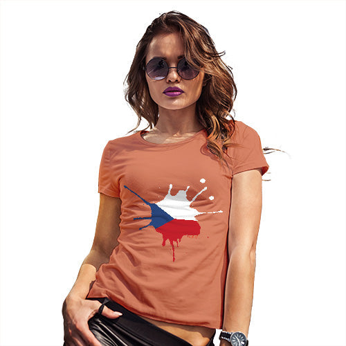 Funny T Shirts For Mum Czech Republic Splat Women's T-Shirt Small Orange