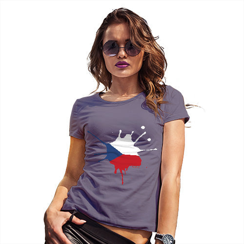 Funny T-Shirts For Women Czech Republic Splat Women's T-Shirt Small Plum