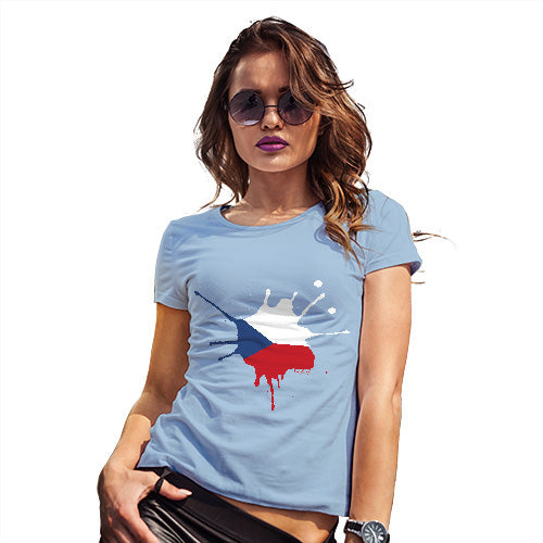 Womens Novelty T Shirt Christmas Czech Republic Splat Women's T-Shirt X-Large Sky Blue