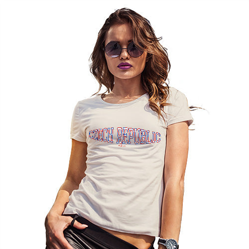 Funny Tee Shirts For Women Czech Republic College Grunge Women's T-Shirt Medium Natural