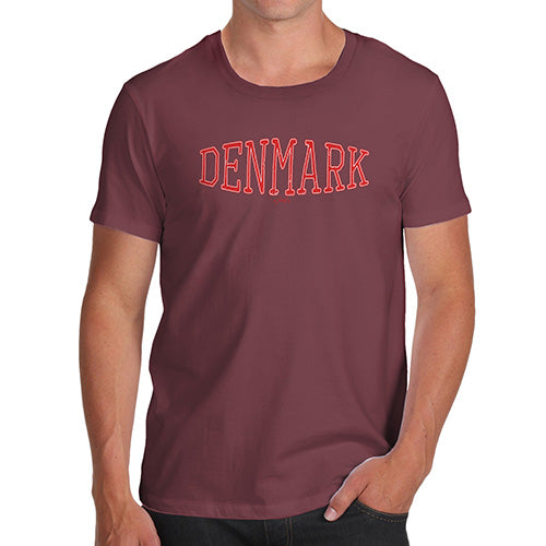 Funny Mens T Shirts Denmark College Grunge Men's T-Shirt Large Burgundy