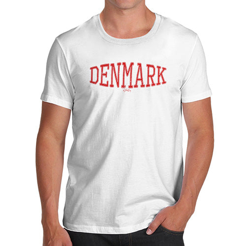 Novelty T Shirts For Dad Denmark College Grunge Men's T-Shirt Medium White