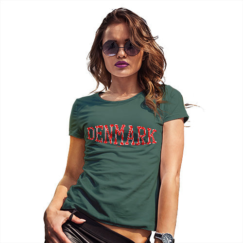 Womens Humor Novelty Graphic Funny T Shirt Denmark College Grunge Women's T-Shirt Small Bottle Green