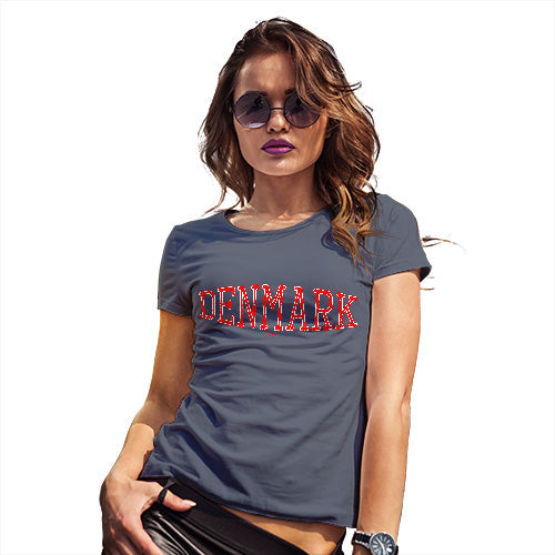 Womens Novelty T Shirt Denmark College Grunge Women's T-Shirt Medium Navy