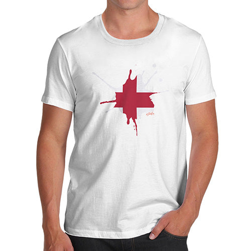 Funny Tee For Men England Splat Men's T-Shirt Small White