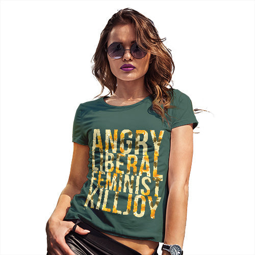 Womens Humor Novelty Graphic Funny T Shirt Feminist Killjoy Women's T-Shirt Medium Bottle Green