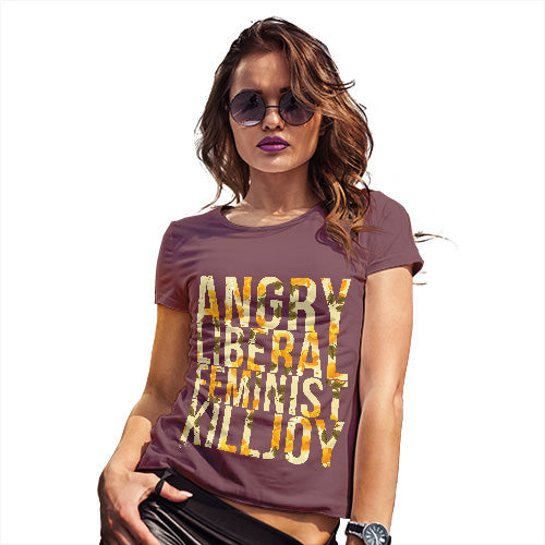 Novelty Tshirts Women Feminist Killjoy Women's T-Shirt Small Burgundy