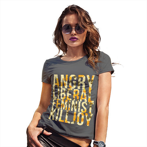 Novelty Tshirts Women Feminist Killjoy Women's T-Shirt Large Dark Grey