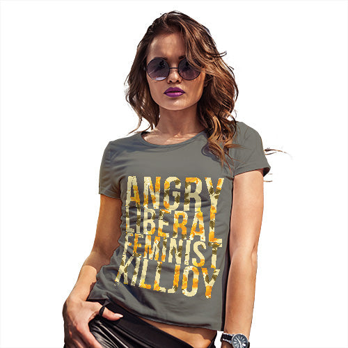 Womens Funny Tshirts Feminist Killjoy Women's T-Shirt X-Large Khaki