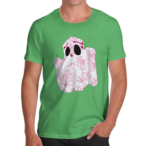 Mens T-Shirt Funny Geek Nerd Hilarious Joke Floral Ghost Men's T-Shirt X-Large Green