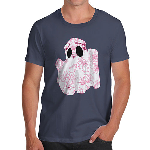 Funny Tee For Men Floral Ghost Men's T-Shirt X-Large Navy