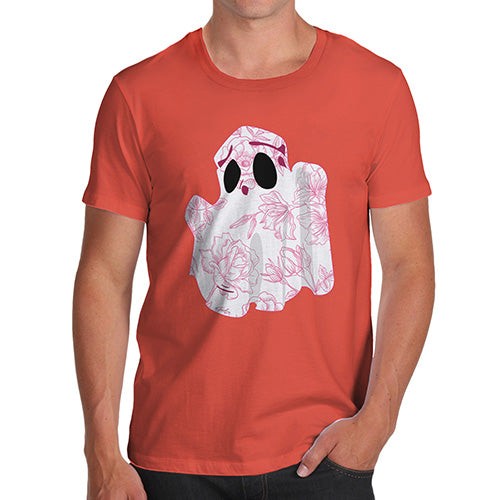 Funny T-Shirts For Men Floral Ghost Men's T-Shirt Large Orange