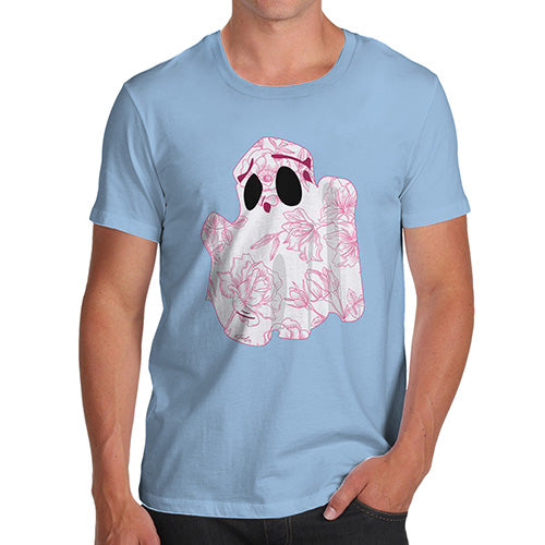 Funny Mens Tshirts Floral Ghost Men's T-Shirt Medium Sky Blue