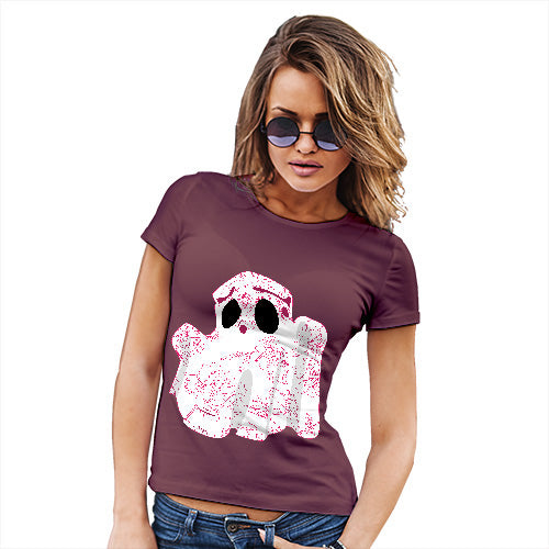 Funny T Shirts For Mom Floral Ghost Women's T-Shirt Large Burgundy