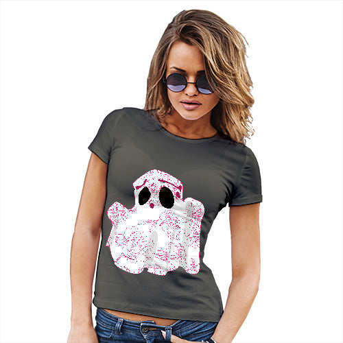 Novelty Tshirts Women Floral Ghost Women's T-Shirt Medium Khaki