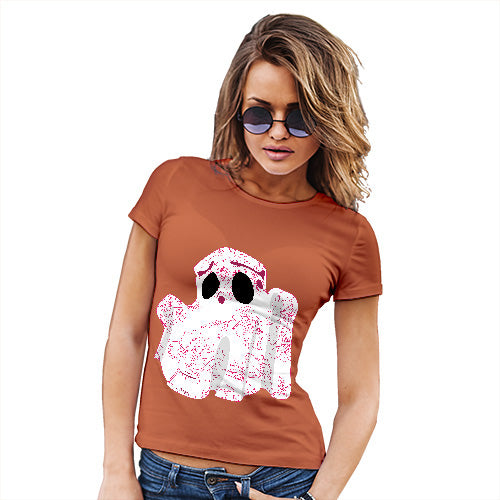 Novelty Tshirts Women Floral Ghost Women's T-Shirt Medium Orange