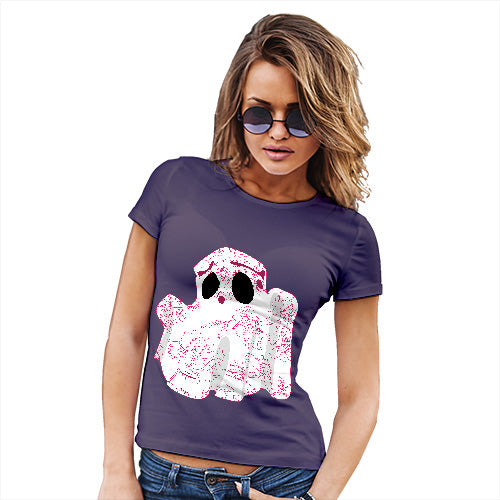 Funny Tee Shirts For Women Floral Ghost Women's T-Shirt Large Plum