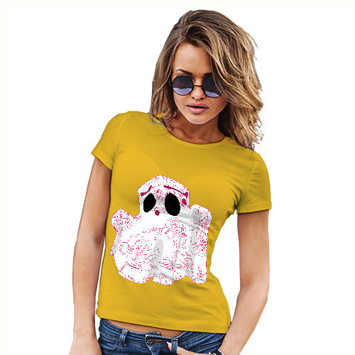 Womens T-Shirt Funny Geek Nerd Hilarious Joke Floral Ghost Women's T-Shirt X-Large Yellow