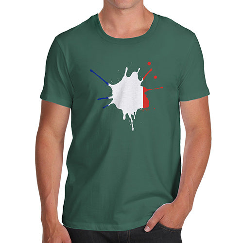 Funny Mens T Shirts France Splat Men's T-Shirt Large Bottle Green