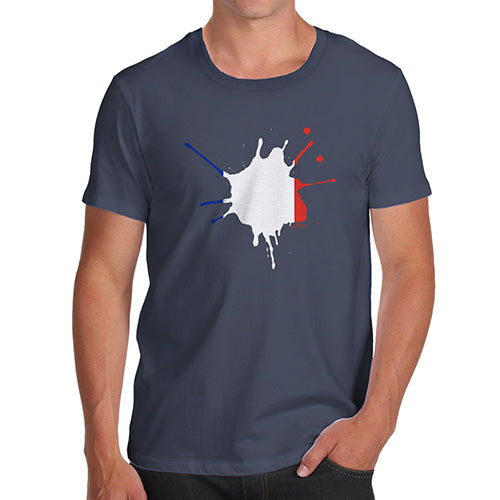 Funny Tee Shirts For Men France Splat Men's T-Shirt Medium Navy