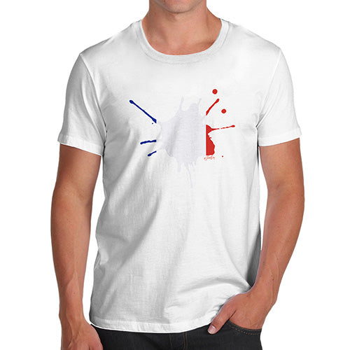 Novelty T Shirts For Dad France Splat Men's T-Shirt Large White