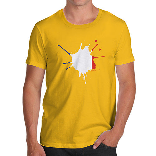 Funny Tee For Men France Splat Men's T-Shirt Large Yellow