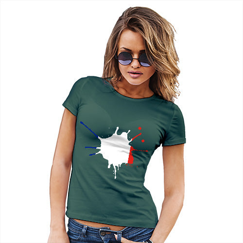 Funny Tee Shirts For Women France Splat Women's T-Shirt Large Bottle Green