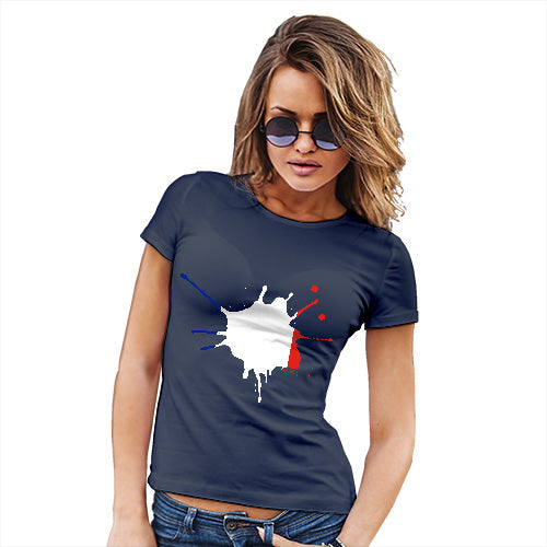 Novelty Tshirts Women France Splat Women's T-Shirt Large Navy