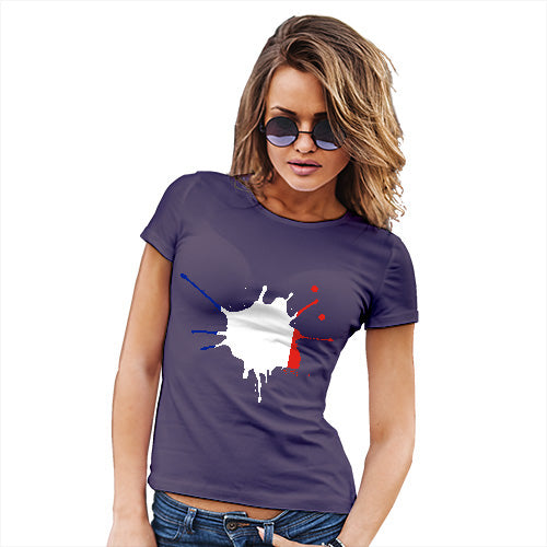 Funny T Shirts For Mum France Splat Women's T-Shirt Medium Plum